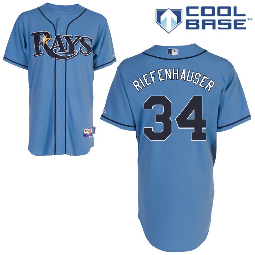 C-J Riefenhauser #34 MLB Jersey-Tampa Bay Rays Men's Authentic Alternate 1 Blue Cool Base Baseball Jersey